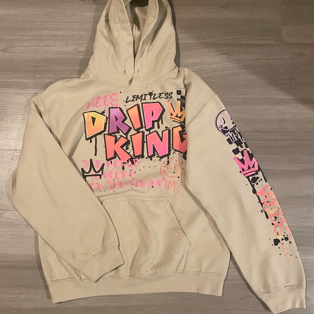 SHEIN Beige Graphic Hoodie
